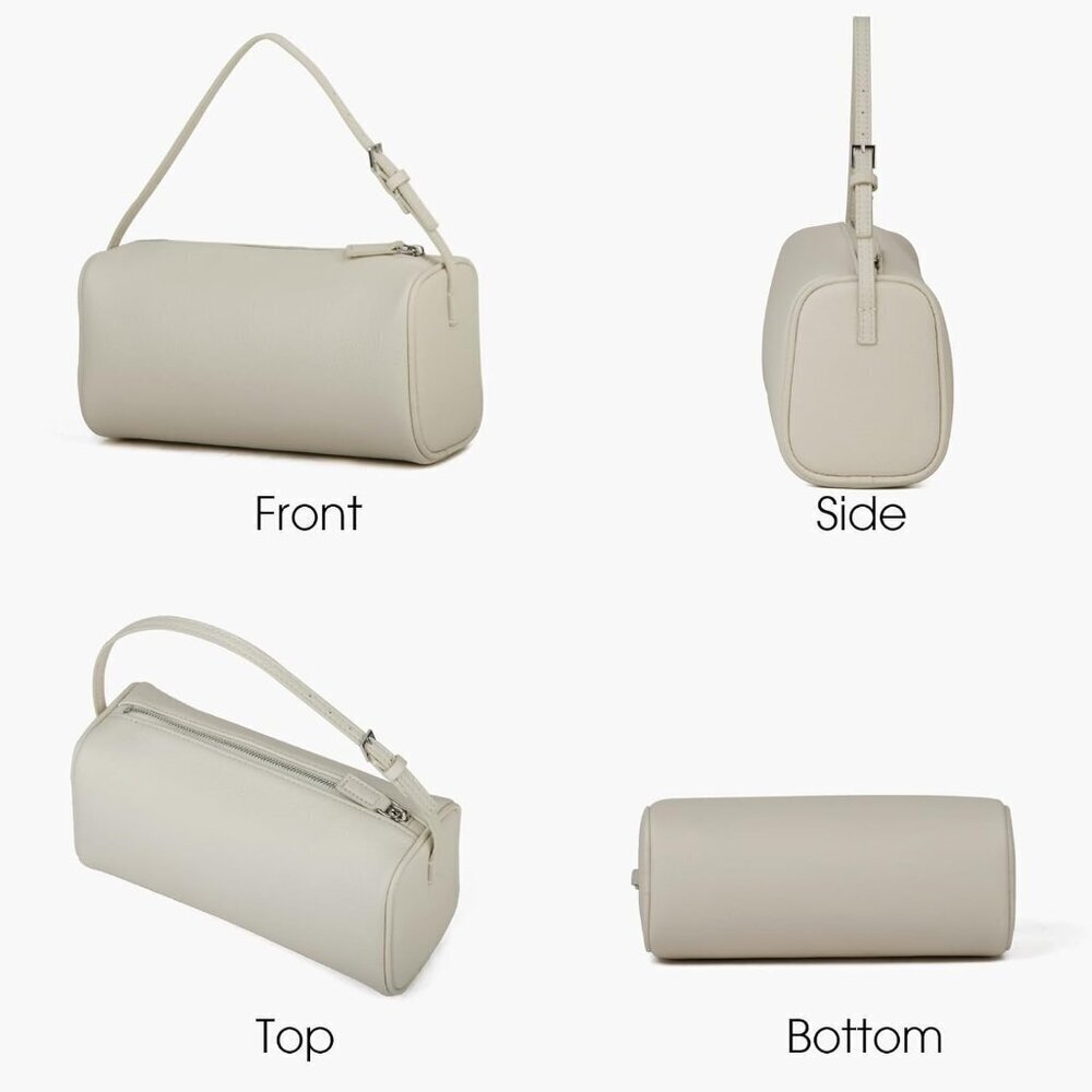 Women White Crossbody Hobo Purse with Adjustable Strap Full-Grained Leather - Picture 4 of 5